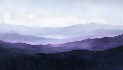 Obraz premium Abstract mountain landscape, purple and grey tones, serene view, artistic, background use