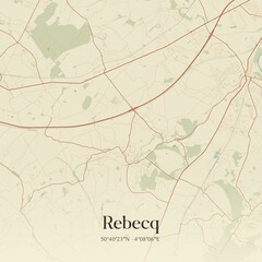 Fototapeta premium Vintage map of Rebecq, Belgium.