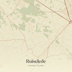 Fototapeta premium Vintage map of Ruiselede, Belgium.
