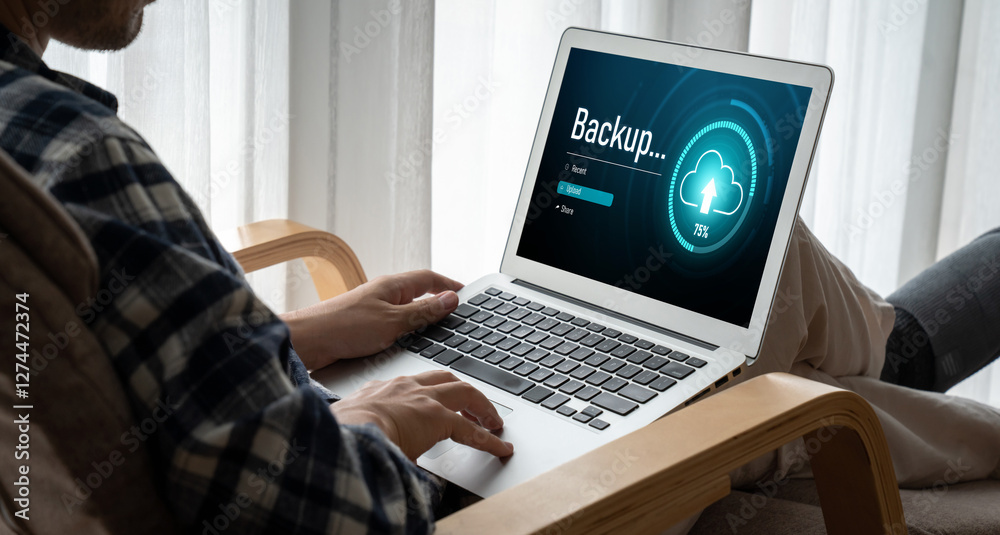 Poster backup storage data internet technology business concept. database storage cloud technology file dat