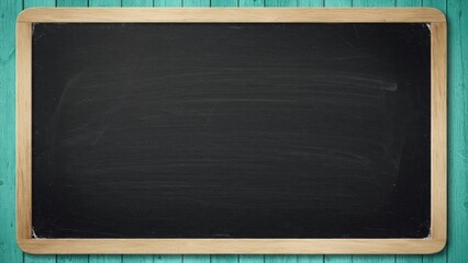 A blank chalkboard on a wooden frame, ideal for educational settings.