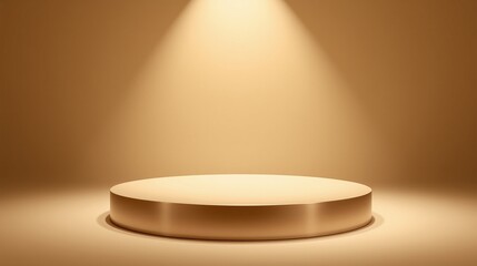 Circular platform illuminated by focused, soft lighting.