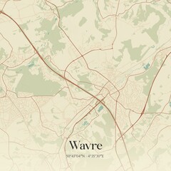 Vintage map of Wavre, Belgium.