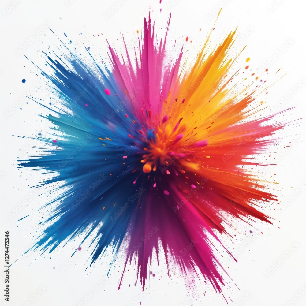 Aufkleber generative ai illustration of colorful holi paint powder explosion. abstract multicolored burst with