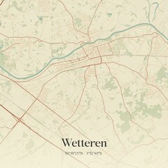 Fototapeta premium Vintage map of Wetteren, Belgium.