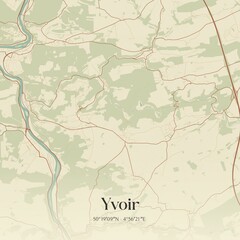 Vintage map of Yvoir, Belgium.
