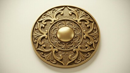 Intricate golden ornament with decorative, vintage design.