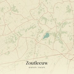 Vintage map of Zoutleeuw, Belgium.