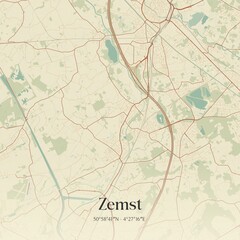 Vintage map of Zemst, Belgium.