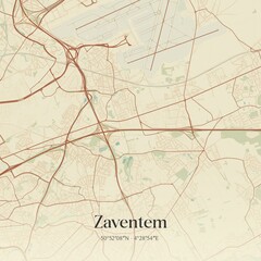 Vintage map of Zaventem, Belgium.