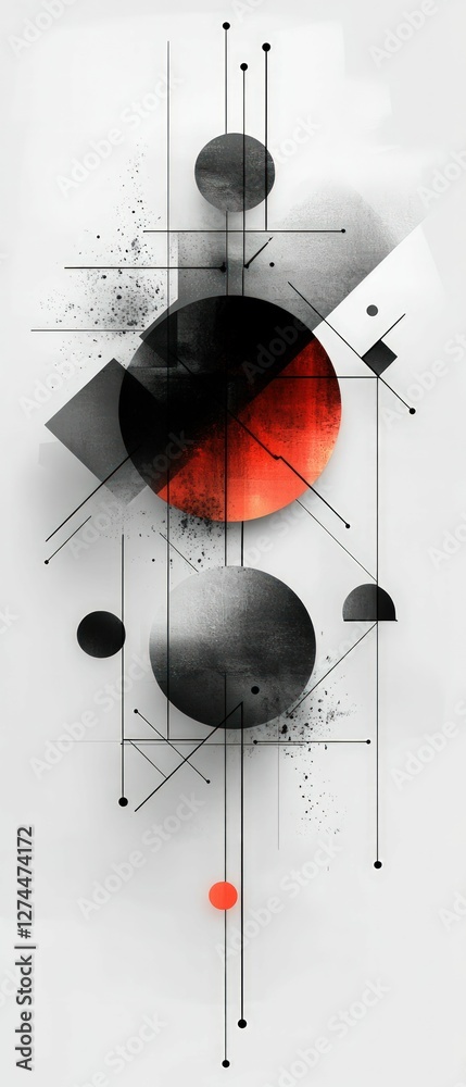 Canvas Prints Abstract geometric art red black grey white