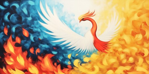 Obraz premium flaming phoenix rising from glowing embers mythical rebirth