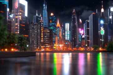 Fototapeta premium sci-fi city with holographic buildings futuristic digital vision