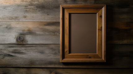 Rustic wooden frame on weathered barn wood background