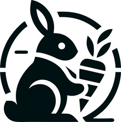 Cute Minimalist Bunny Logo with Carrot