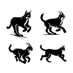 Running Lynx Silhouette Vector Set – Agile Wild Cat Illustrations for Logos & Design