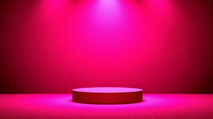 Obraz premium A circular platform illuminated by pink lights.