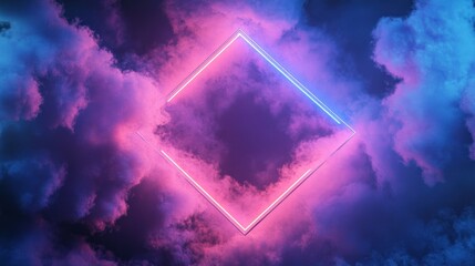 Neon Glow in Dreamy Cloudscape: A Digital Art