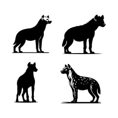 Standing Hyena Silhouette Vector Set – Powerful Wild Scavenger Illustrations for Logos & Design