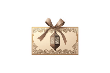 Elegant Ramadan Gift Card Festive Lantern Design Brown Beige Theme