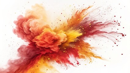 Abstract Color Explosion Red and Gold Pigment Cloud, Digital Art, Texture, Background Color explosion, powder paint