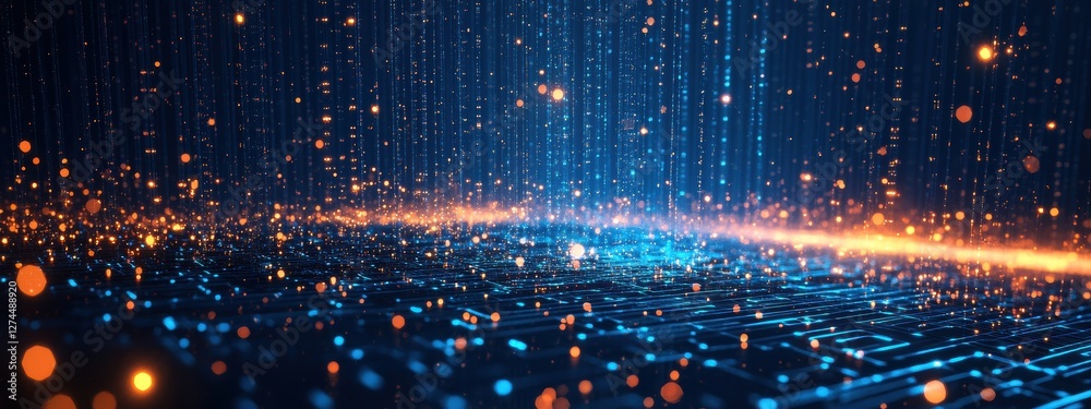 Aufkleber Big data flowing through futuristic cyberspace network