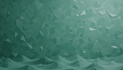 Obraz premium Abstract Green Geometric Pattern with Floating Triangles and Wave Texture