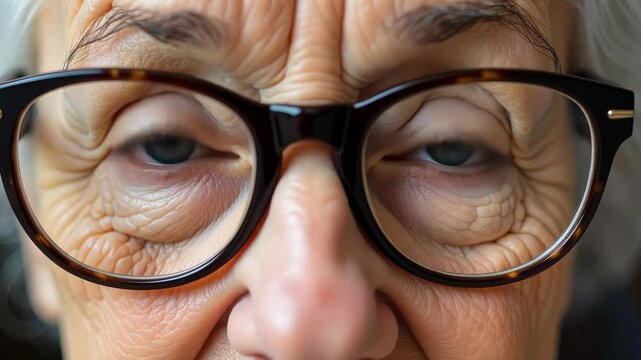 4k frame wrinkled eyes of a woman close -up