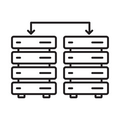 Connected Servers Icon – Optimized Cloud Networking and Data Processing - Editable stroke Line icon