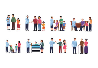 Colorful Family Doctor Professional Consultation. Healthcare Illustration Set