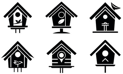 Collection of Black and White Birdhouse Icons design