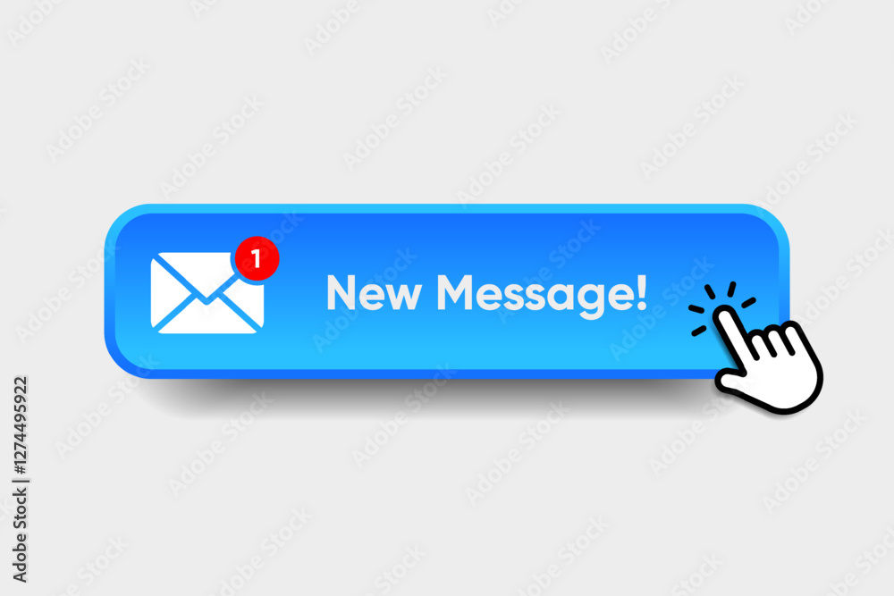 Aufkleber new message notification concept button. new email pop up. incoming, open messaging. chatting, mail,