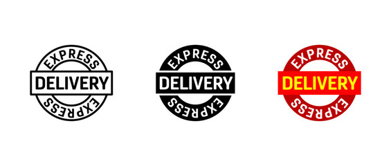 Express delivery stamp icon. Shipping and logistics label sign. Fast transport tag symbol. Parcel emblem. Courier mark illustration. E commerce seal concept.