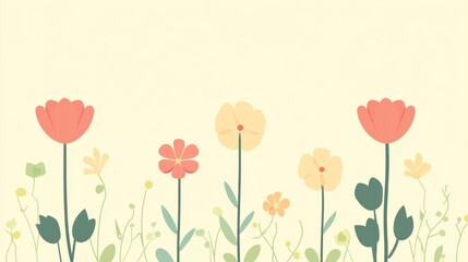 Pastel Flowers Border Illustration, for social media or design projects