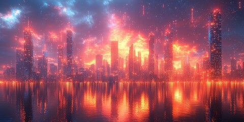 Fototapeta premium Quantum-Powered Futuristic Cityscape 