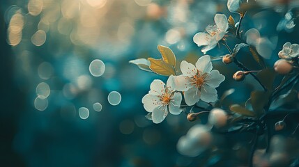 Beautiful Floral Spring Abstract Nature Background with Soft Colors and Copy Space  
