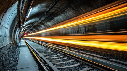Naklejka premium High-Speed Train Through Tunnel: A Motion Blur Masterpiece