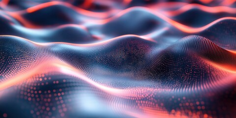  abstract 3D wave structure with bending light and soft neon hues