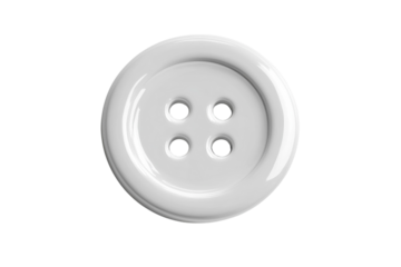 A pristine white button resting on a smooth surface, reflecting soft light in a minimalist setting isolated on transparent background
