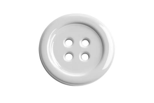 A pristine white button resting on a smooth surface, reflecting soft light in a minimalist setting isolated on transparent background
