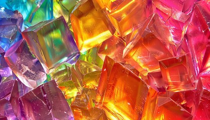 A vibrant mosaic of shimmering glass shards reflecting a dazzling spectrum of rainbow colors