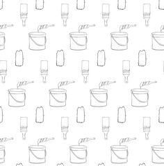 Color can, paint brush, stroke Seamless pattern. Vector graphic line Colorful brush strokes painted rough brush. Repeated grunge texture