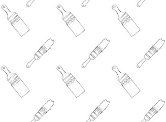 Paint brush with strokes seamless pattern. Graphic line vector design background. Dash line motif modern minimal ornament. Artistic hand drawn abstract vector wallpaper