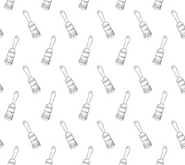 Paint brush seamless pattern. Vector graphic line isolated illustration on white transparent background