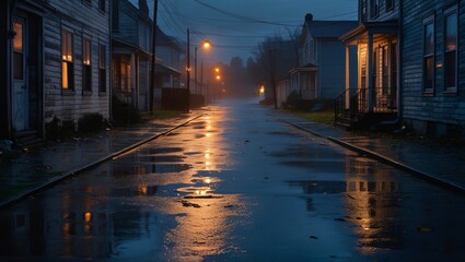 rainy street , AI Generated.
