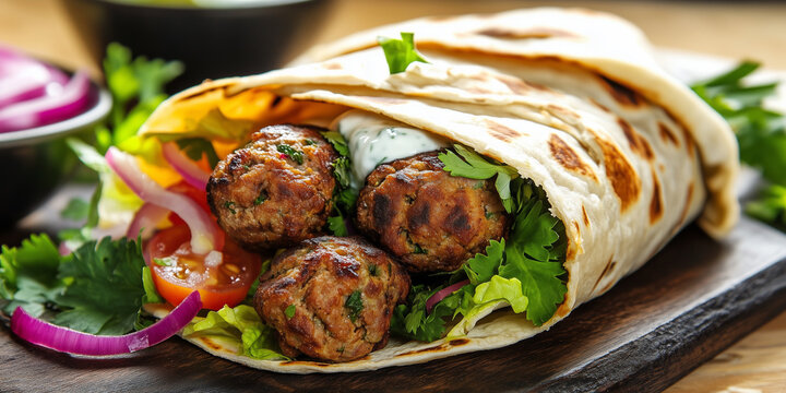 Spiced Lamb Kofta Wrap with Yogurt Sauce