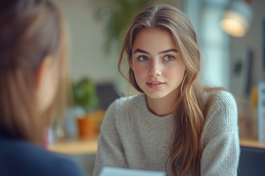 Businesswoman providing guidance to teenager about two-stroke engine oil