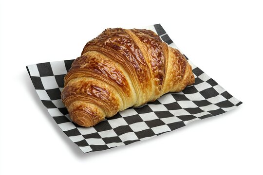 Isolated image of a croissant along with a coffee cup on a white background
