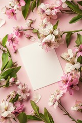 Mother's Day Card Design with Spring Flowers and Blank Center for Personalized Message