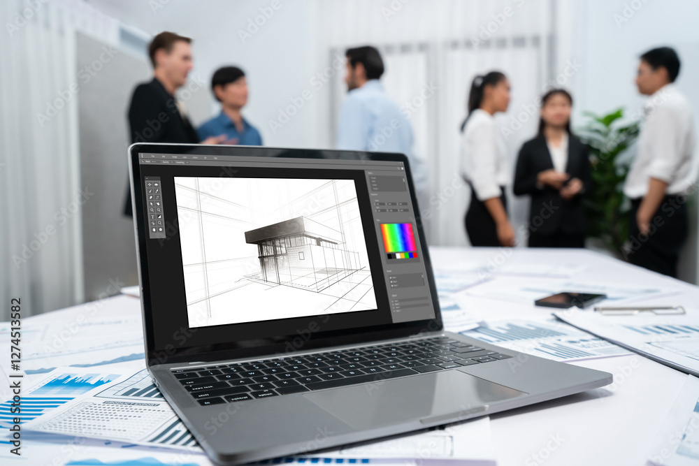 Poster architectural design brisk software application for architect business and professional designer